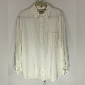EUC Chico’s White Cotton Long Sleeve Embroidered Shirt, 2/12-14/L